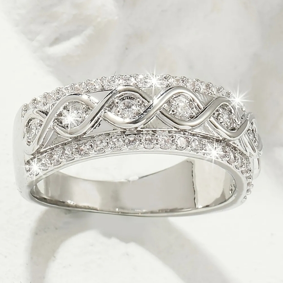 Infinity Symbol Inlaid Diamond Ring - Picture 2 of 7